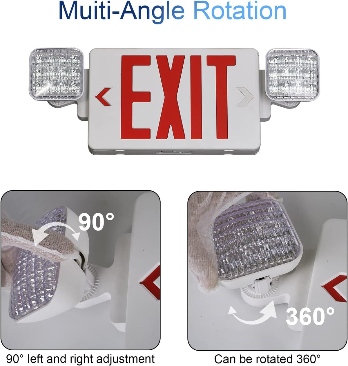 Red Exit Sign with Emergency Lights, 1.0 Meter Plug in Exit Sign with Battery Backup Lights for Business, Commerical