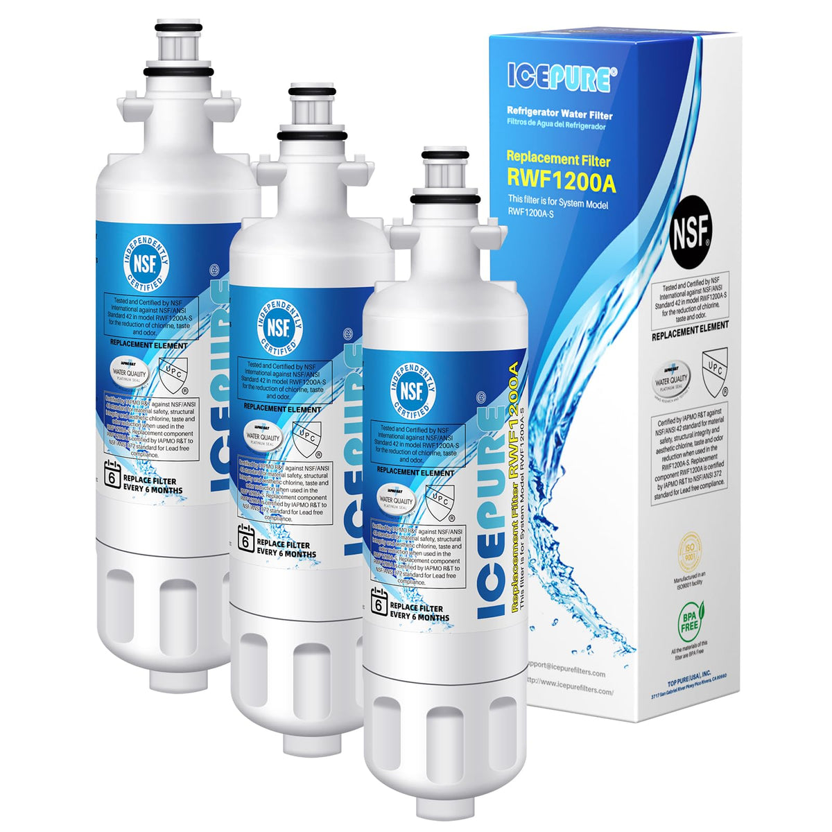 ADQ36006101 9690 Water Filter Replacement for LG LT700P, 3 PACK