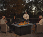Propane Fire Pit Table,44 Inch 55000 BTU Outdoor Gas Fire Pit Rectangular with Glass Wind Guard for Outside Patio
