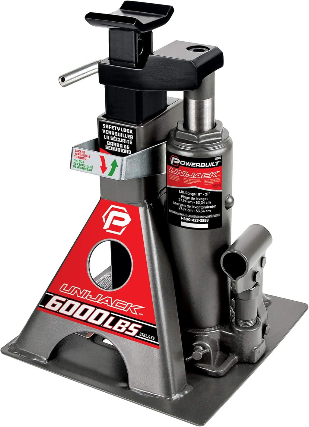 3 Ton, Bottle Jack and Jack Stands in One, 6000 Pound Capacity, All-in-One Car Lift, Heavy Duty Vehicle Unijack, Wide