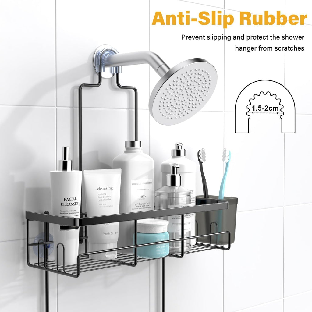 Hanging Shower Caddy Over Showerhead - Rustproof No Drill Shower Organizer | Includes Soap Holder and Hooks for