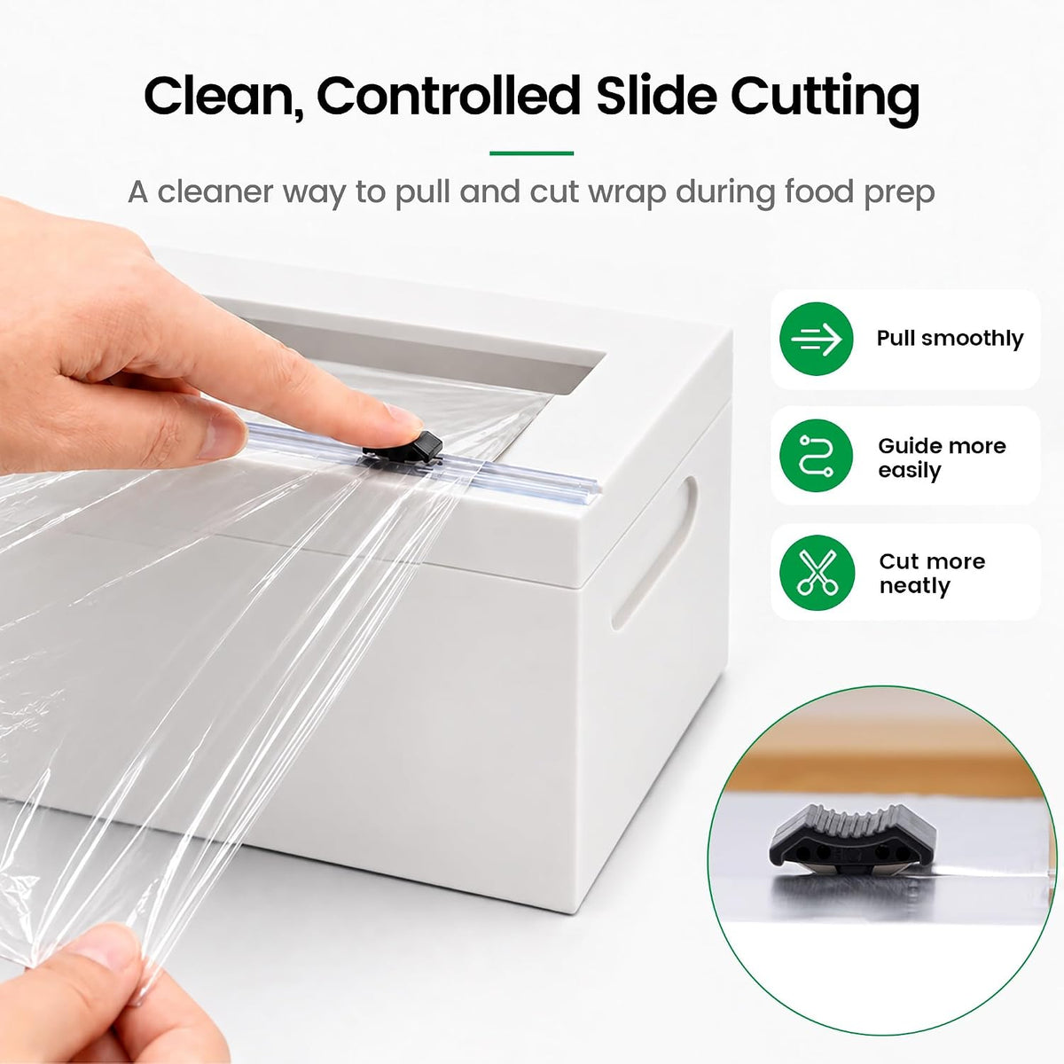 White 18 Inch Commercial Plastic Wrap Dispenser with Cutter