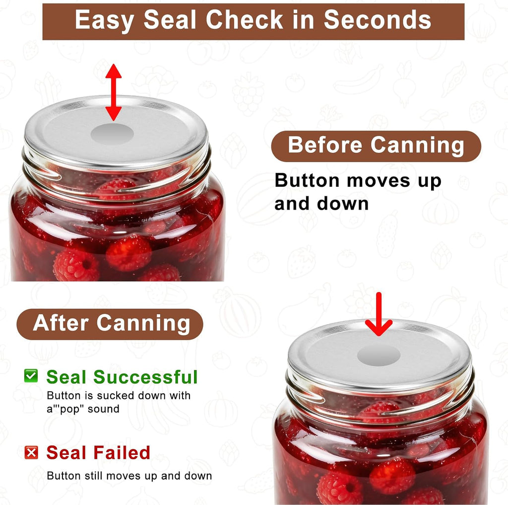 Regular Mouth Mason Jar Lids and Rings for Ball & Kerr, 70mm, 12 Pack