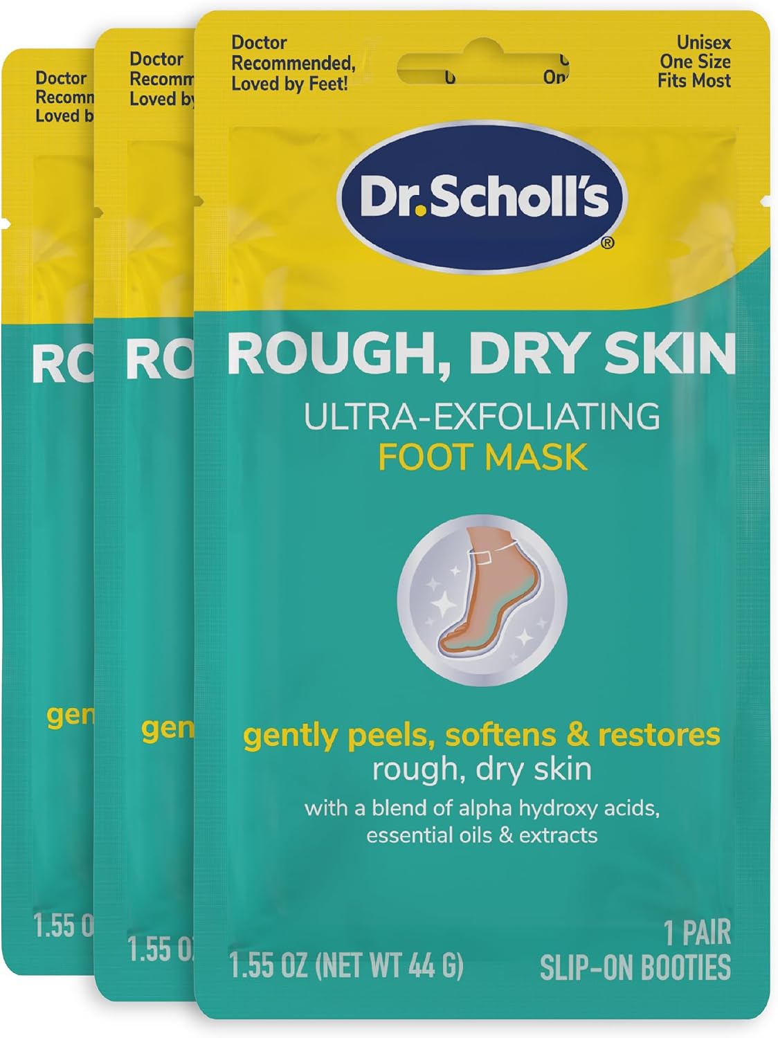 Rough, Dry Skin Ultra Exfoliating Foot Peeling Mask, 3 Pairs Moisturizing Socks Gently Peels and Softens, with Urea
