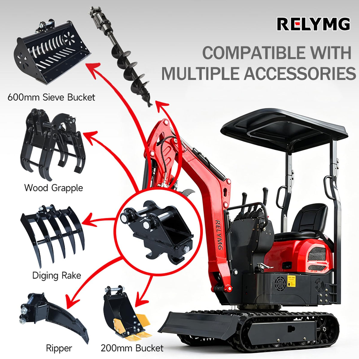 Mini Excavator,1.2 Ton Mini Digger,13.5HP B&S Gasoline Engine,EPA Certified,Compact Rubber Tracked Excavator