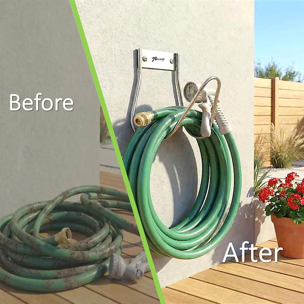 Garden Hose Holder Stainless Steel Small Wall Mount Garden Hose Hook, Ideal for Water, Air, Hydraulic Hose, Ropes
