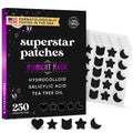 250CT Black Star Pimple Patches for Face - Hello Kitty Pimple Patches Black w/Salicylic Acid & Tea Tree Oil - HSA/FSA