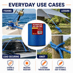 Heavy Duty PP/Polyester/Nylon Rope on Spool, Blue, 5/16inX1640FT