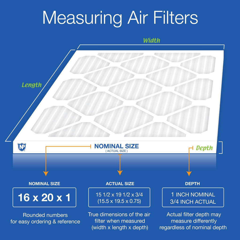 16x20x1 Pleated MERV 8 Air Filters 4 Pack