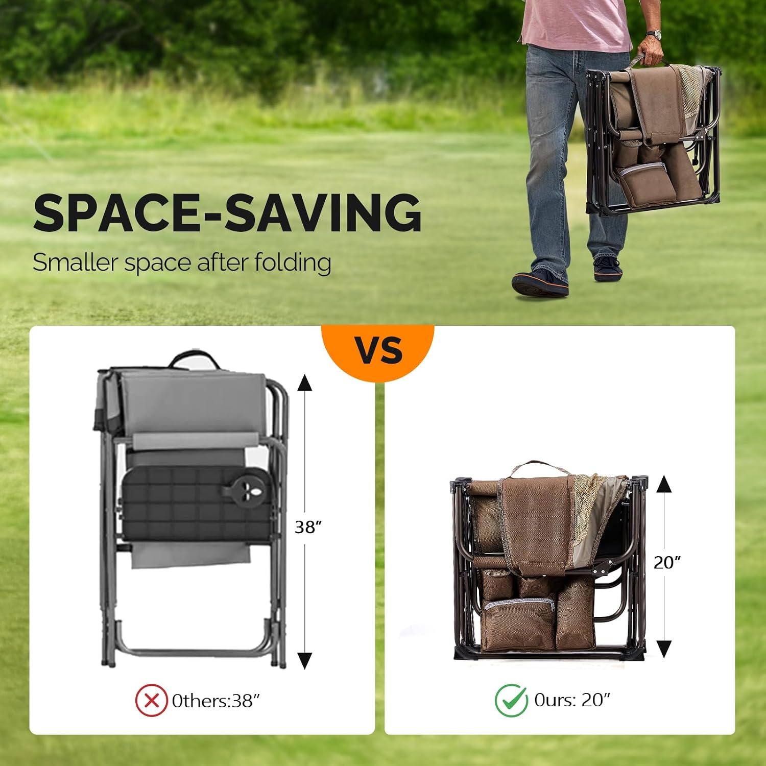 Camping Chairs, Directors Chair, Camping Chair with Side Table & Carry Bag，Heavy Duty Camping Chairs for