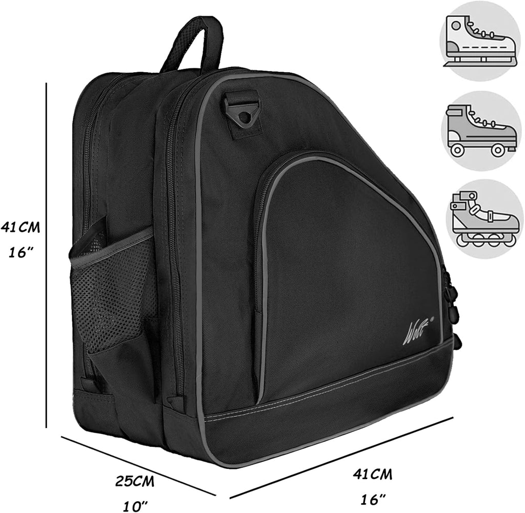Ice Skate Bag - Roller Skate Bag, Inline Skate Bag with Adjustable Shoulder Strap for Both Youth and Adults.