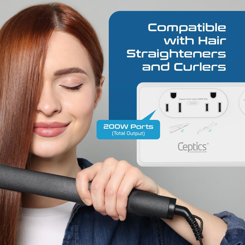 2000W Travel Voltage Converter for Hair Dryer & 200W Convert 220V to 110V for Curling Iron, Straightener, Chargers