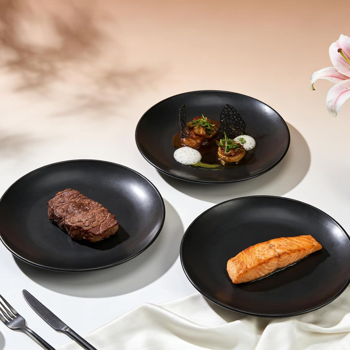 Stoneware Coupe Commercial Grade Dinnerware, Matte Black, Plate 9", Case of 24