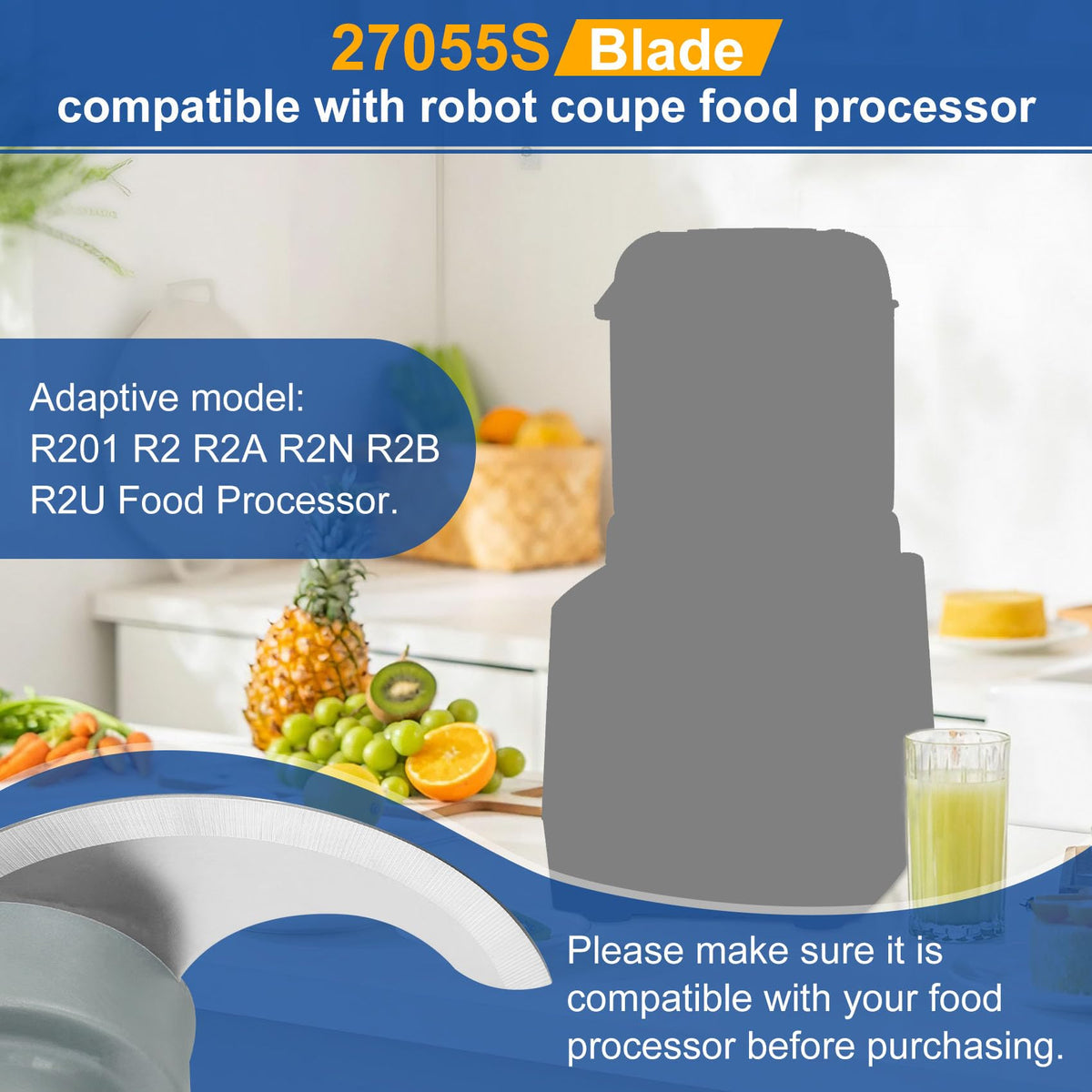 27055 S Smooth Blade Compatible with robot coupe Food Processor