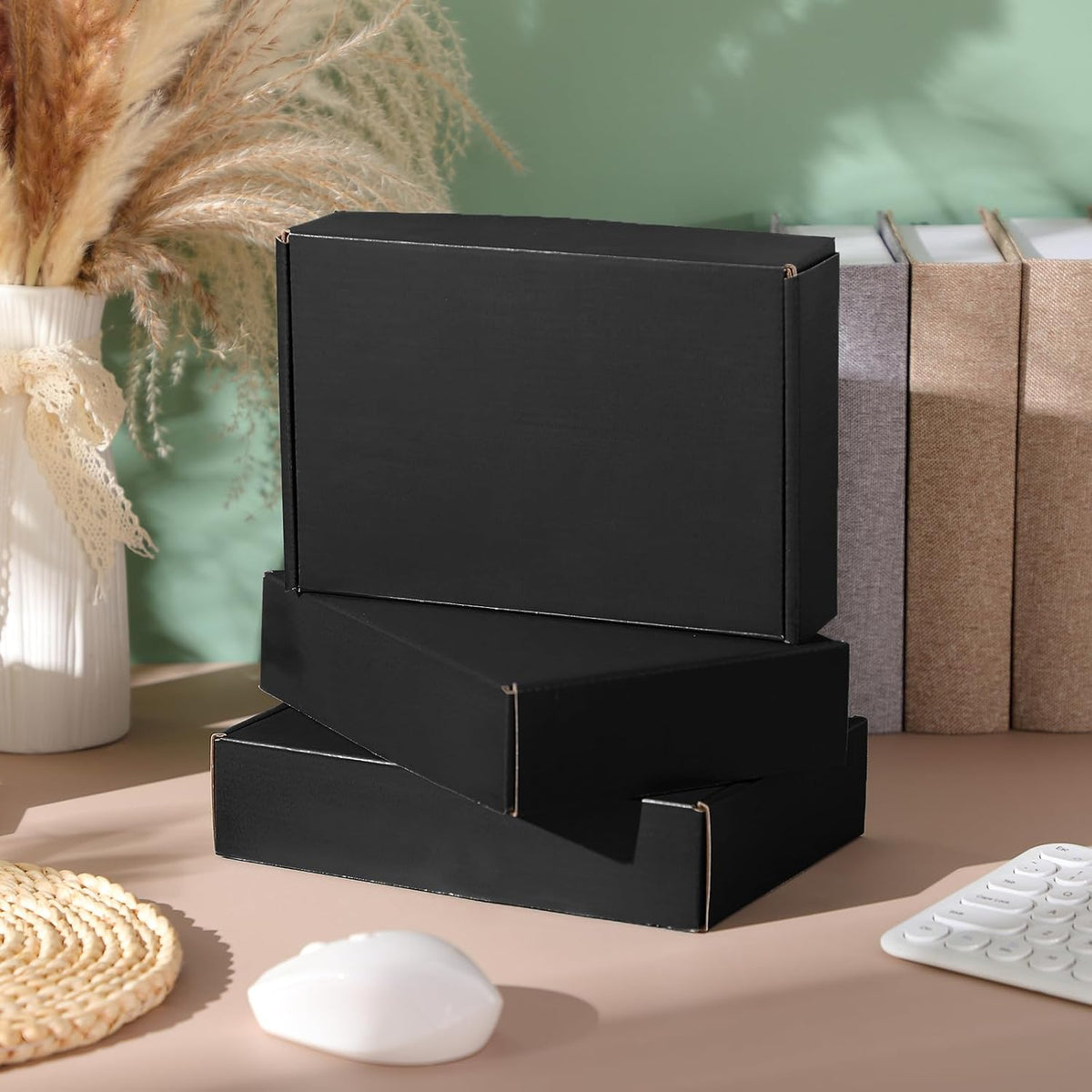 100 Pcs 12 x 9 x 3 Inches Shipping Boxes, Black