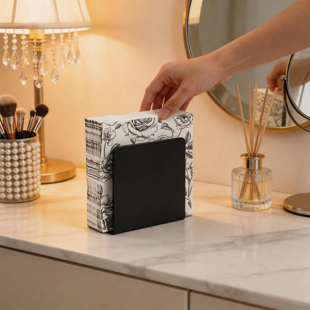Black Napkin Holder for Table, Acrylic Upright Napkin Dispenser for Kitchen Dining, Modern Table Napkin Holders