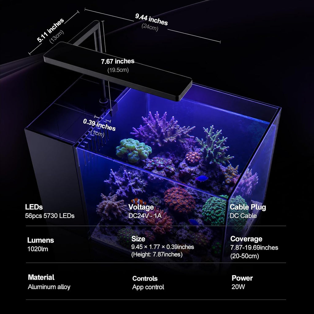 Solo Series Nano Aquarium Light for Saltwater and Reef Coral Tanks