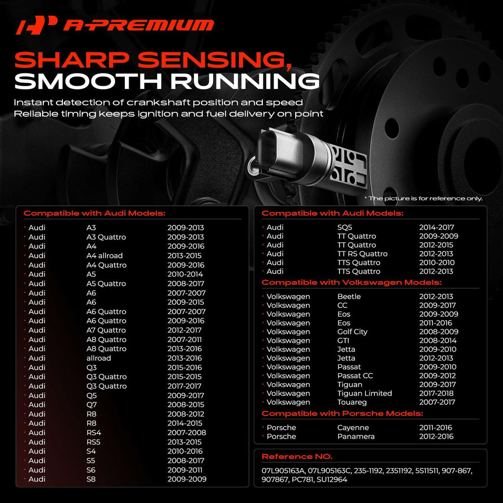 A-Premium Engine Camshaft Position Sensor Compatible with Volkswagen, Audi