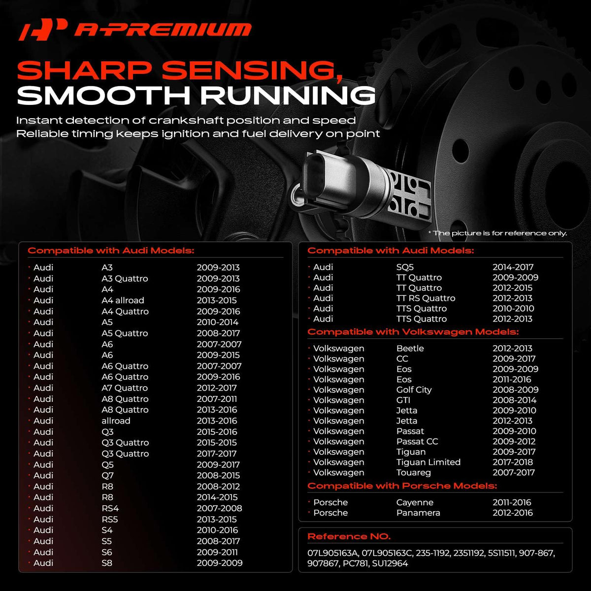 A-Premium Engine Camshaft Position Sensor Compatible with Volkswagen, Audi