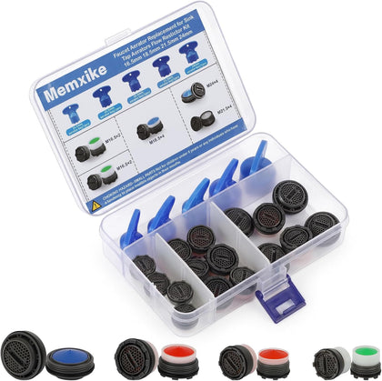 16-Pack Faucet Aerator Replacement Set with 5 Removal Wrenches | Male Thread M16.5/18.5/21.5/24mm for Sink – ABS