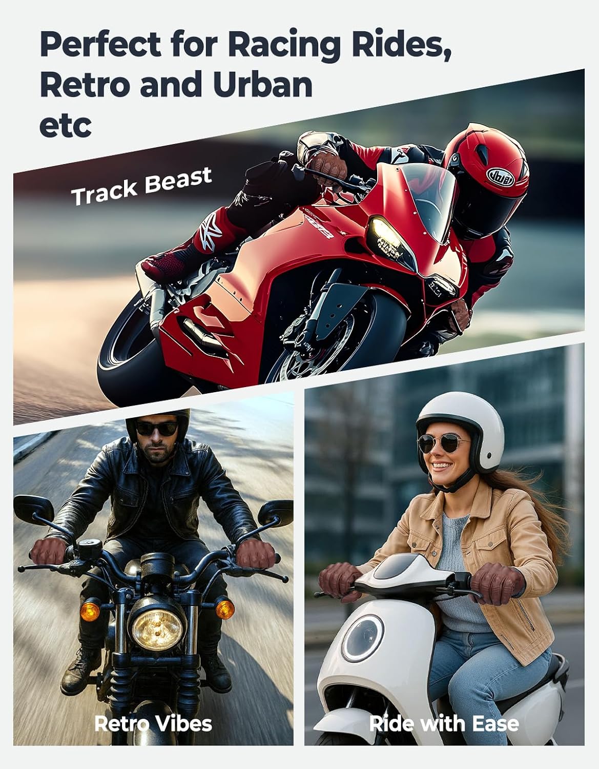 Motorcycle Gloves, Leather Motorcycle Riding Gloves for Men and Women, Touchscreen Motorbike Gloves for Motorcross