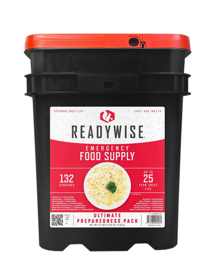 Emergency Food Supply - 132 Servings, Survival Bucket, Dehydrated & Freeze Dried Protein Meals, Camping Essentials