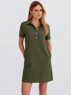 Womens Summer Casual Short Sleeve Shirt Dresses