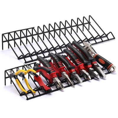 Plier Organizer Rack, 2 Pack, Stores Spring Loaded, Black, 15-Slot Plier Rack, Keep Pliers Organized in Tool Drawer