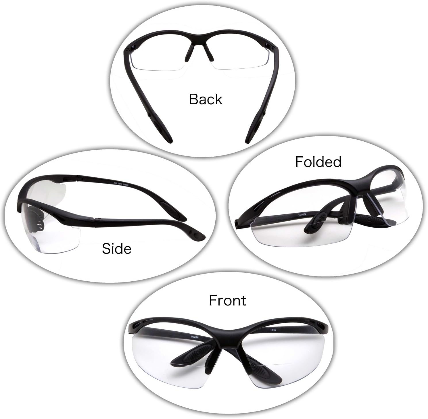 ANSI Z87 Bifocal Safety Reading Glasses Impact Resistant Magnifying Readers w/Diopter Bifocal Magnifying Glass