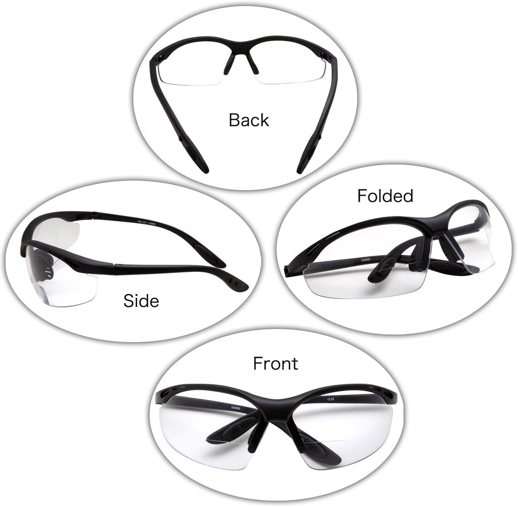 ANSI Z87 Bifocal Safety Reading Glasses Impact Resistant Magnifying Readers w/Diopter Bifocal Magnifying Glass