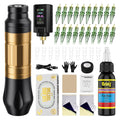 Cordless Rotary Tattoo Pen Kit, Rechargeable Wireless Tattoo Machine, Complete Tattoo Supplies with 20Pcs Cartridge