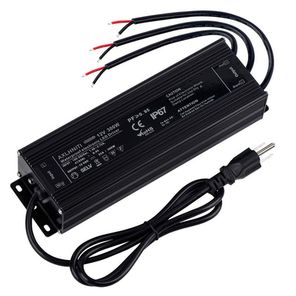 LED Driver 300Watts(100W X3)12V DC Low Voltage Output, Waterproof IP67 LED Power Supply,LED Transformer with 3-Prong