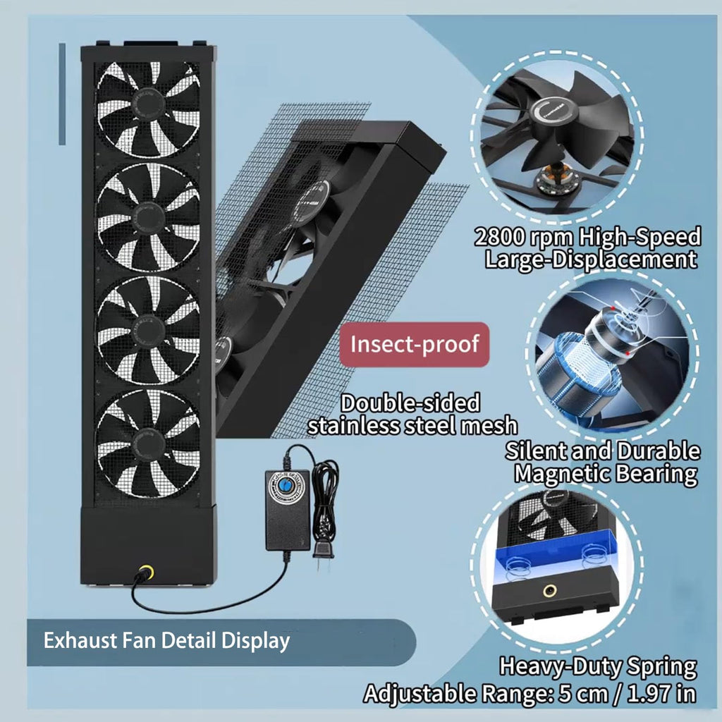 37.5-39.4 Inch Vertical Window Fan For Sliding Windows