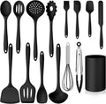 Silicone Cooking Utensil Set, 15pcs Kitchen Utensils with Holder for Nonstick Cookware, Heat Resistant Nontoxic