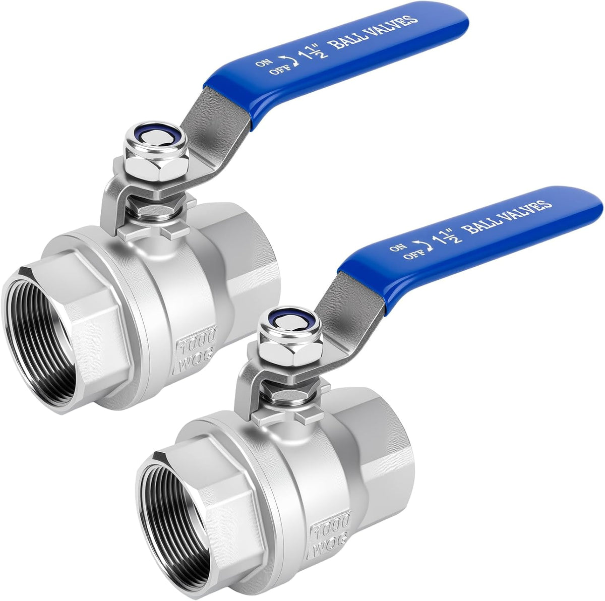 1-1/2 inch Ball Valve 2 Pack Full Port Female NPT Thread Shut Off Valve