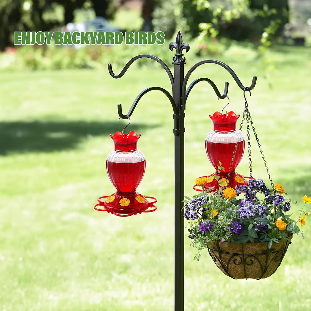 Backyard Expressions Hummingbird Feeder Set of 2 – Large 20 Oz Plastic Feeders for Outdoors with 6 Flower Ports