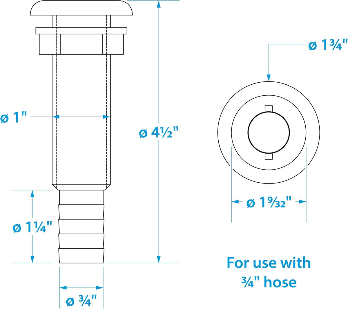 Seachoice Polypropylene Extra Long Thru-Hull Connector
