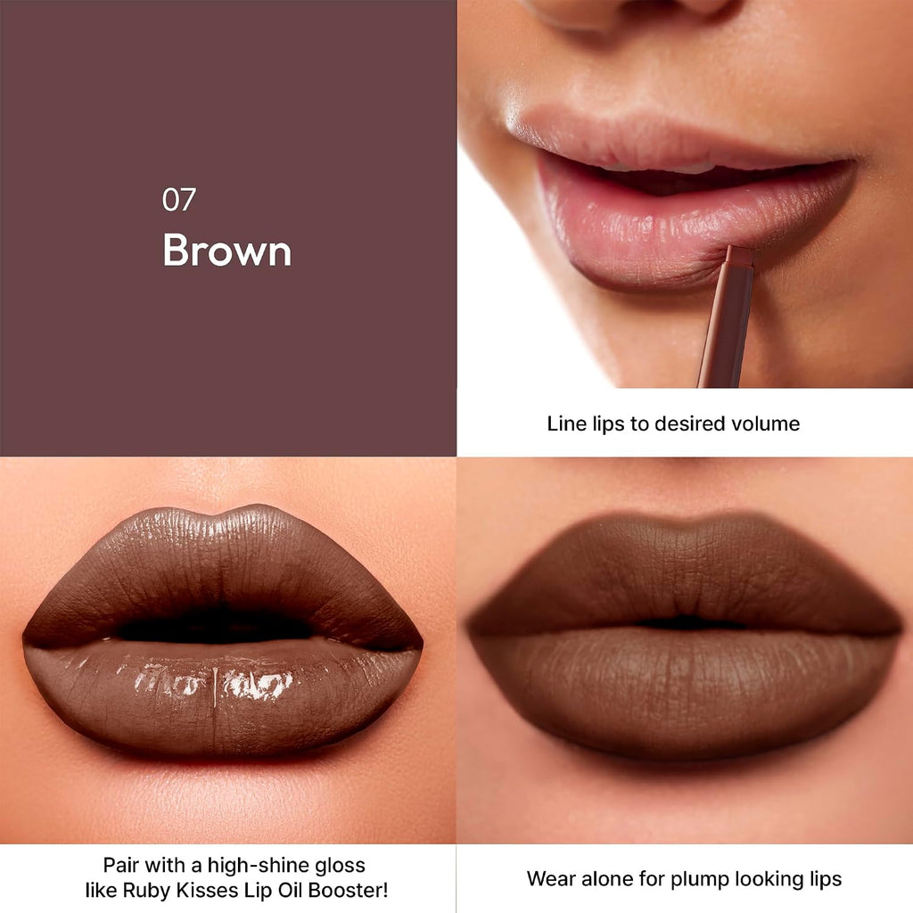 Plumping Effect Lip Liner, Semi Matte, Smudge Proof, High Pigment, Medium to Full Coverage Makeup, Precise Tip, Bold
