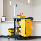 Janitorial 3-Shelf Cleaning Cart, Yellow