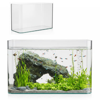 10 Gallon Ultra Clear Glass Fish Tank, Rimless Curved Edge Small Aquarium – Thermal Bending Technology, Low Iron