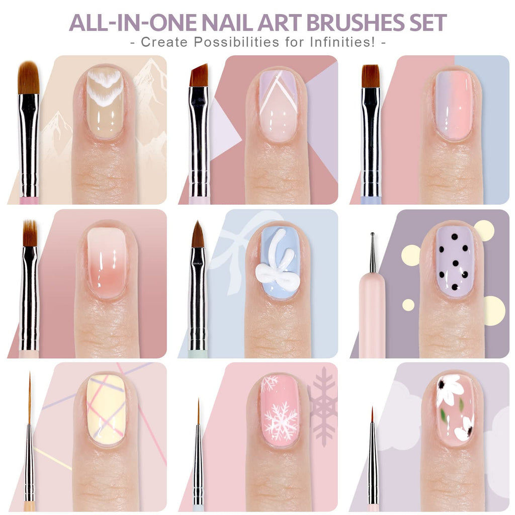 8 Pcs Nail Art Brushes, Nail Art Design Pens, Liner & Polka Dot Tools