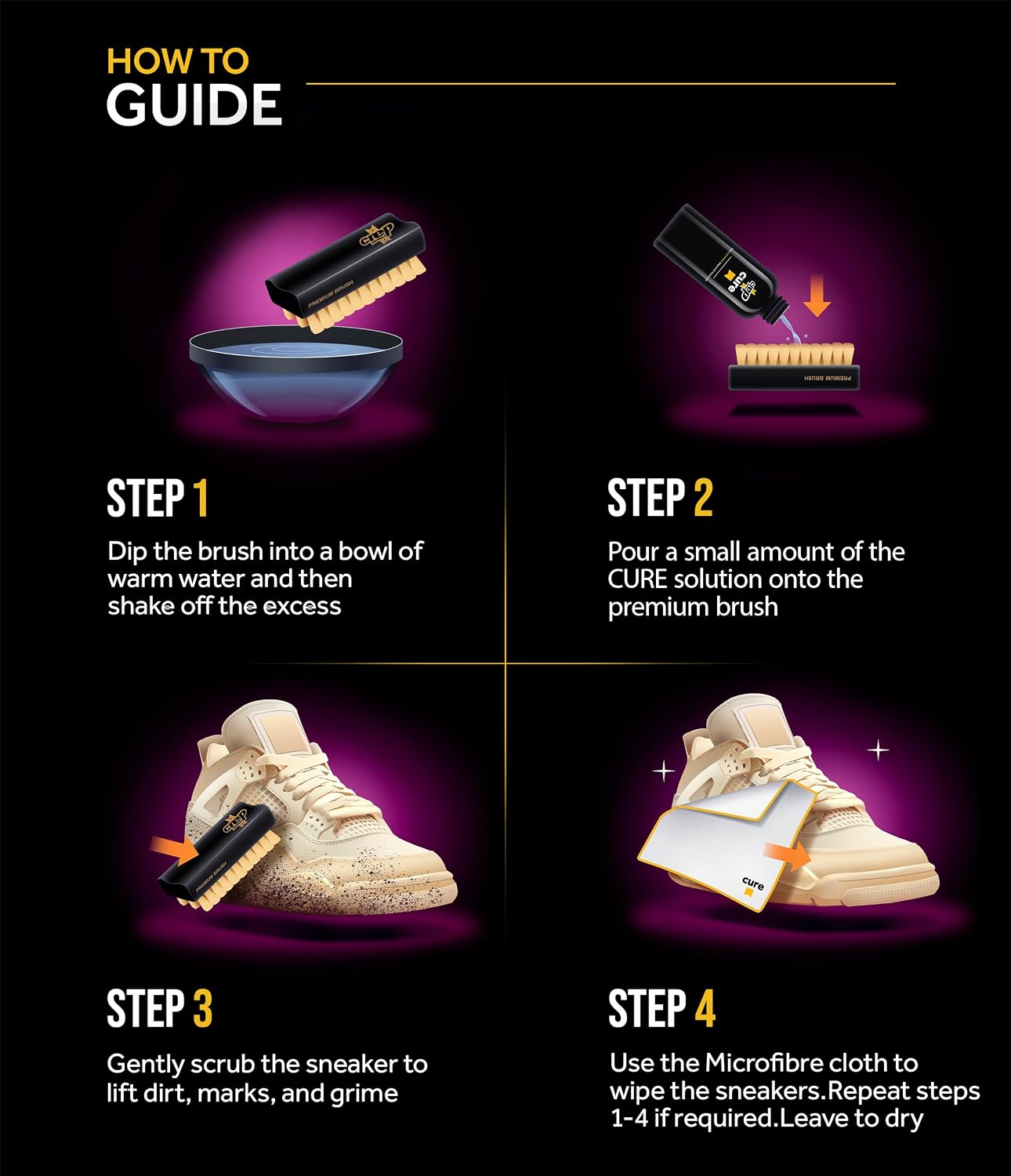 Deep Cleaning Shoe Cleaner & Sneaker Care Solution - Stain Remover for White Shoes, Leather, Suede, Nubuck, Canvas
