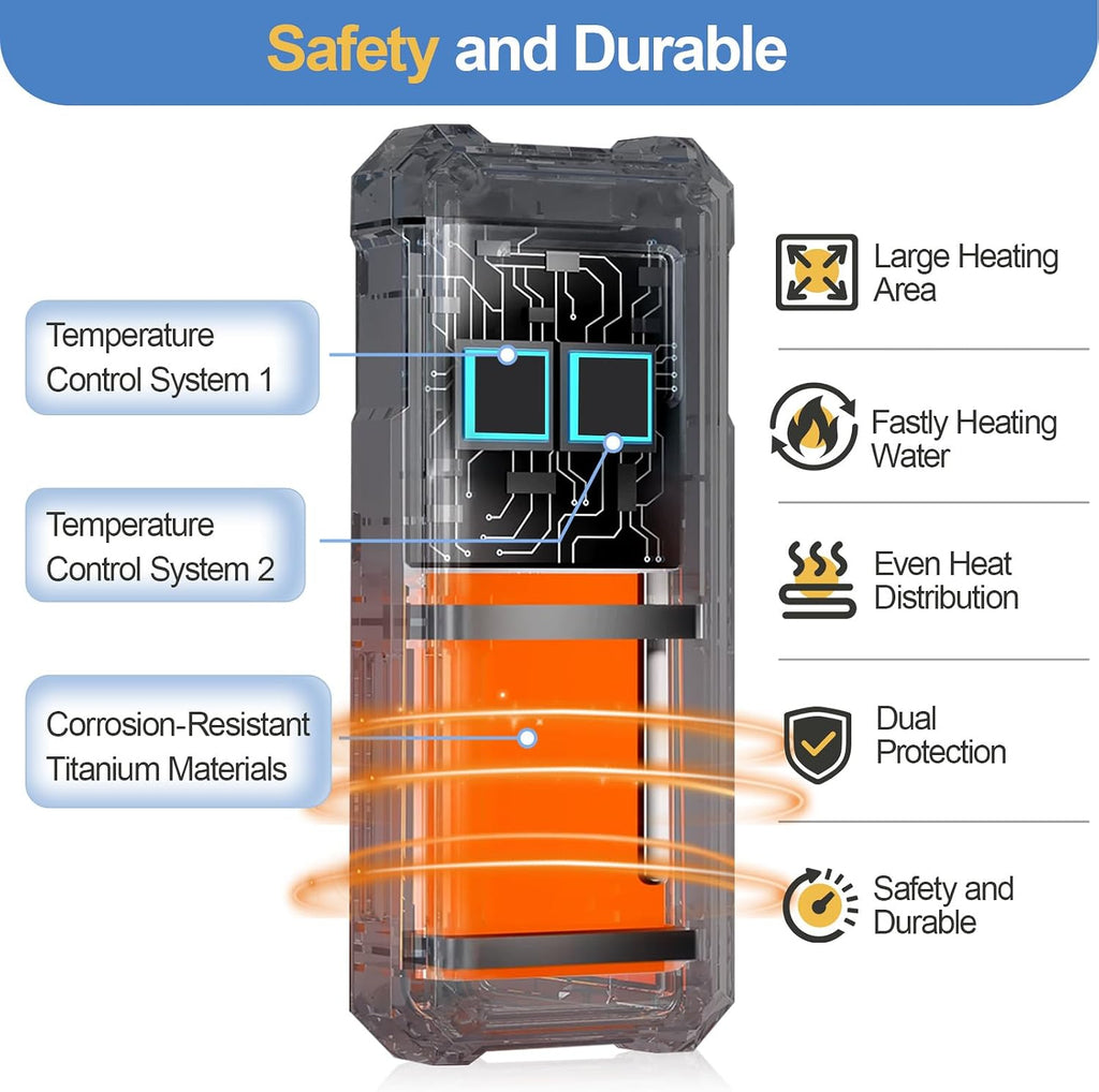 Aquarium Heater, 50W/100W/150W/200W Adjustable Power Fish Tank Heater with Auto Power-Off and High-Temp Protection