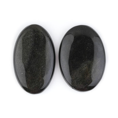 2pcs Large Golden Obsidian (1.30" inch+) Cabochons Gemstone, Oval Shape, Loose Crystals, Wholesale Bulk, Jewelry