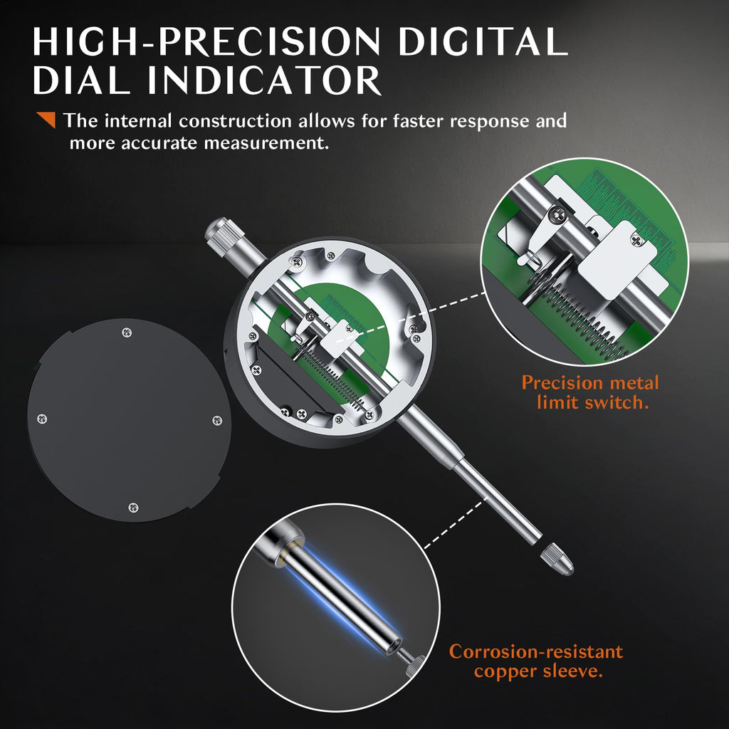 BOBOVAV 0-1"(0-25mm)/0.0005"(0.01mm) Digital Dial Indicator,Inch/MM Switch