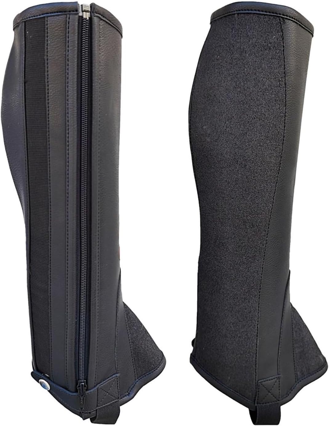 Unisex PU Leather Riding Half Chaps with Glistening Accents