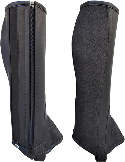 Unisex PU Leather Riding Half Chaps with Glistening Accents