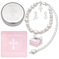 Baptism Bracelet in 925 Sterling Silver and Cultured Pearls for Baby Girls, Comes with a Unique Silver-plated Jewelry
