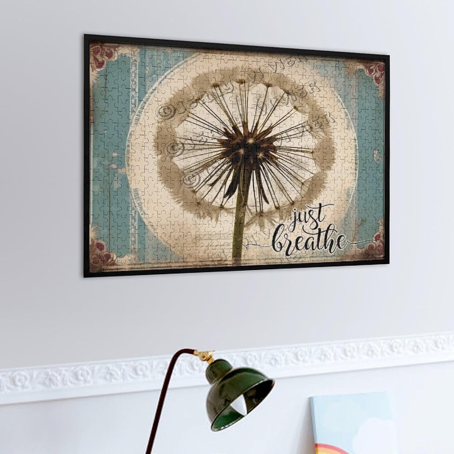 Dandelion Just Breathe 500 Piece Puzzles for Adults Wooden Wall Art Decorative Sign for Bedroom Living Room Kitchen