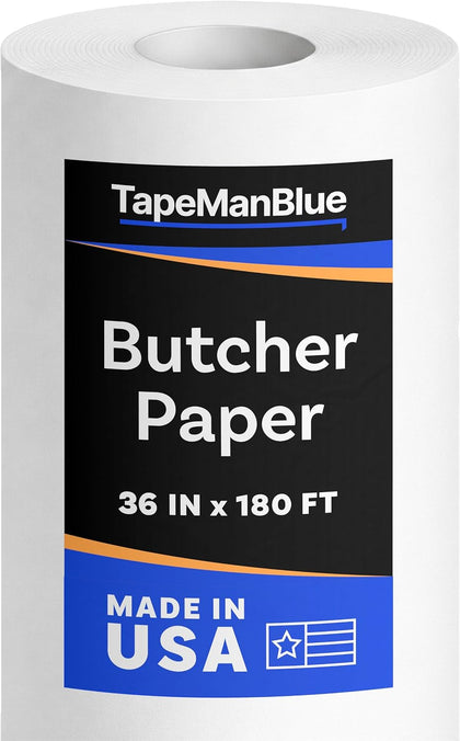 White Butcher Paper Roll, 36 inch x 2160" (180'), Made in USA, 40 lb. Food Grade Roll of Butcher Paper for Smoker